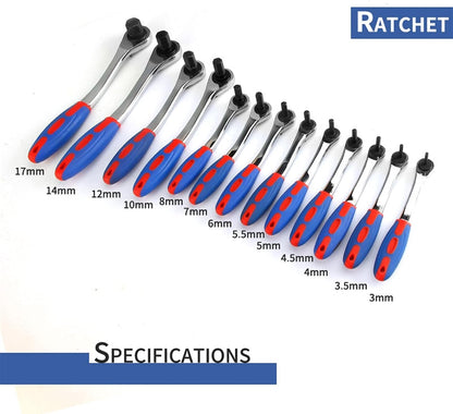 Wrench Sets, 1pcs Reversible Ratchet Allen Key Wrench, Ratcheting Hex Bolt Spanner with Soft Rubber Handle 4mm 5mm 6mm 8mm 10mm 12mm 14mm 17mm (Size : 8mm) - Product image 3