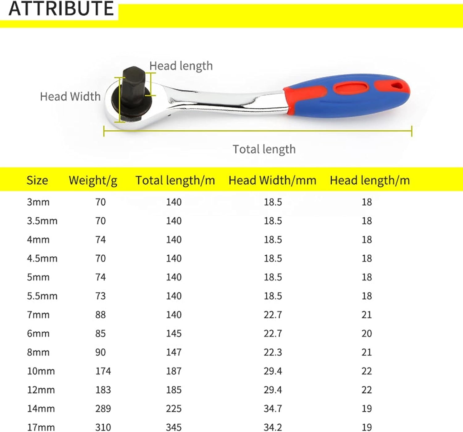 Wrench Sets, 1pcs Reversible Ratchet Allen Key Wrench, Ratcheting Hex Bolt Spanner with Soft Rubber Handle 4mm 5mm 6mm 8mm 10mm 12mm 14mm 17mm (Size : 8mm) - Product image 4