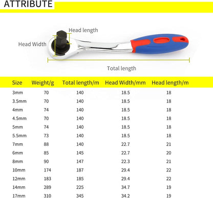 Wrench Sets, 1pcs Reversible Ratchet Allen Key Wrench, Ratcheting Hex Bolt Spanner with Soft Rubber Handle 4mm 5mm 6mm 8mm 10mm 12mm 14mm 17mm (Size : 8mm) - Product image 4