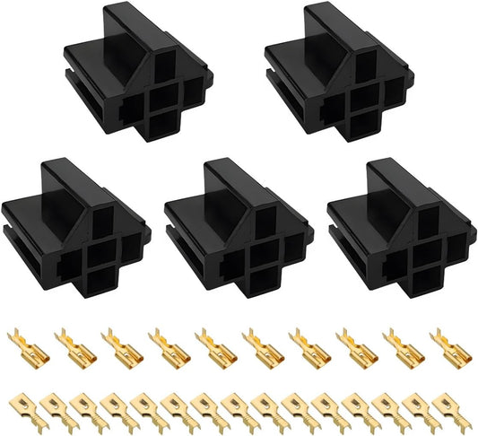 5 PCS Pin Relay Connectors, 12V Socket 30Amp/40Amp Connector with 6.3mm Terminals, Automotive Terminal Relays Case Holder for Cars Trucks SUVs, Car Accessories - Main product image