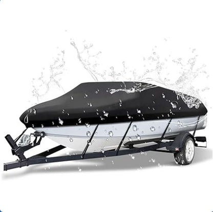 20-22ft Boat Cover Trailerable Marine Grade 600D Black - Main product image