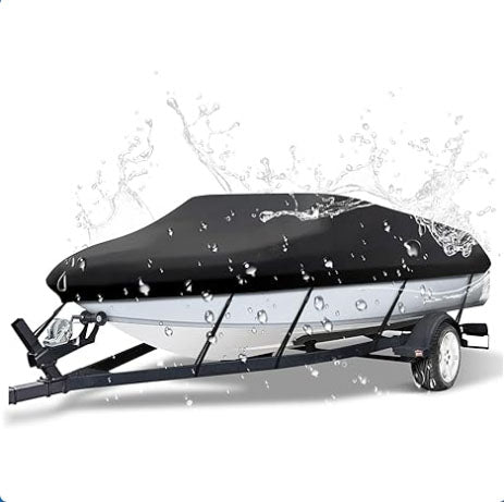 12-14ft Boat Cover Trailerable Marine Grade 600D Black - Main product image