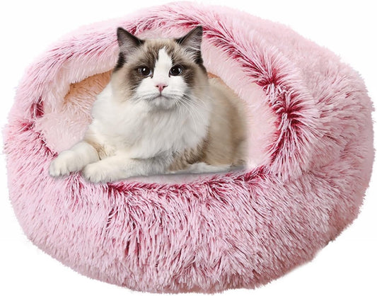 Cat Bed - Cave Cat Basket 40cm - Calming and Anti-Anxiety - For Small Dogs/Cats - Donut - Pink - Main product image