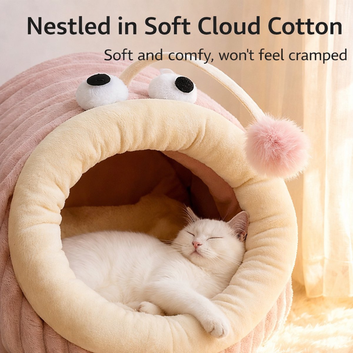 Cat Bed - Cave Cat Basket - Calming and Anxiety Relieving - Lantern Fish Shape - Pink（S：45*33*26cm） - Product image 2