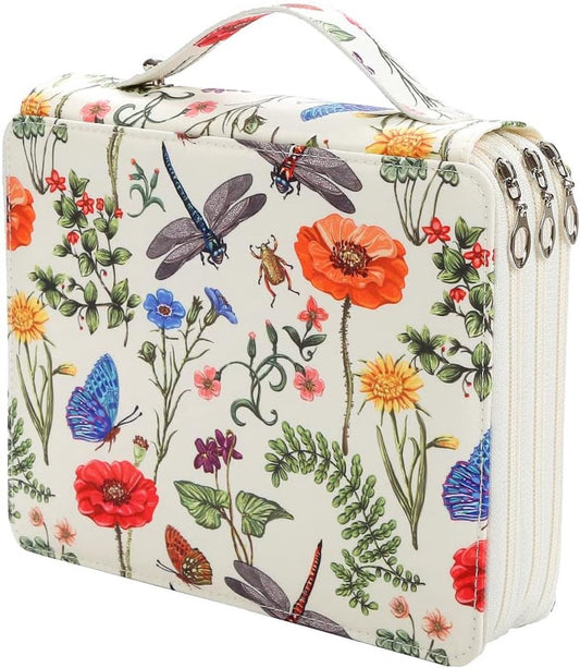 Pencil Case - Large Capacity | Colored Pencils | Pencils | Zippered - Three-Layer Pencil Case - Pencil Storage Bag - Holds 120 Pencils - White - Main product image