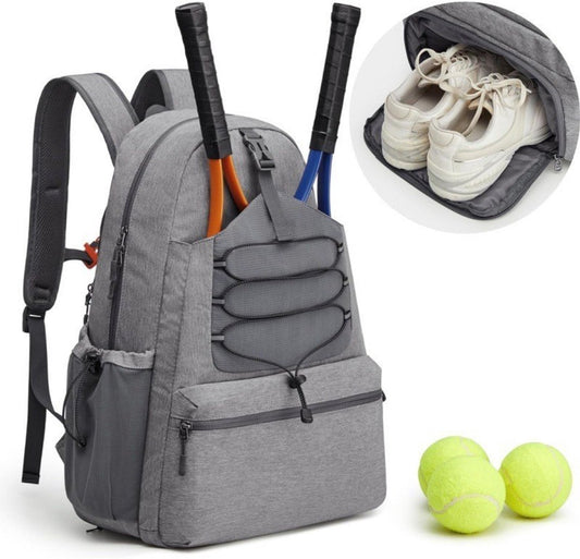 Backpack - Tennis Bag - Sports Bag - Waterproof Racket Bag - Suitable for multiple rackets with shoe compartment - Gray - Main product image