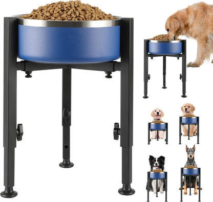 Dog Food Bowl Stand - Metal Elevated Dog Food Dispenser - Adjustable Dog Food Bowl Stand - Suitable for Large, Medium, and Small Dogs - Black (food bowl not included) - Main product image