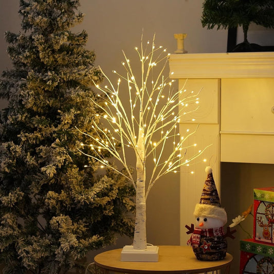 LED Lighting - Christmas Tree with LED Lighting - 60cm Birch Wood Christmas Decoration - Bright and Warm White Tree Lights - Suitable for Indoor Christmas Decorations - Thanksgiving/Christmas Decorations Indoors - Main product image