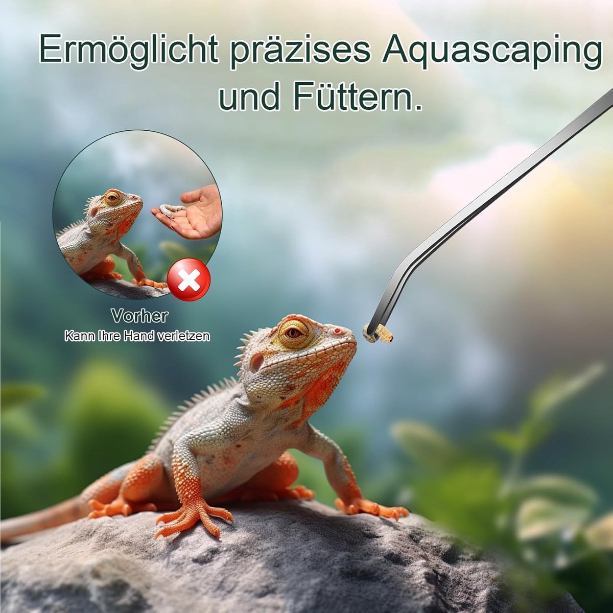 2-pack curved aquarium tweezers - Straight and curved tweezers - 27 cm long stainless steel tweezers - Suitable for lizards, spiders, fish and aquariums - Product image 3