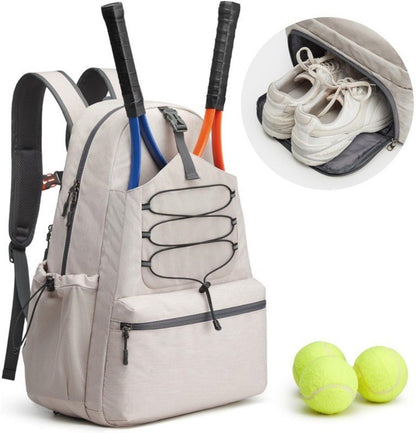 Backpack - Tennis Bag - Sports Bag - Waterproof Racket Bag - Suitable for multiple rackets with shoe compartment - Beige - Main product image