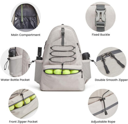 Backpack - Tennis Bag - Sports Bag - Waterproof Racket Bag - Suitable for multiple rackets with shoe compartment - Beige - Product image 3