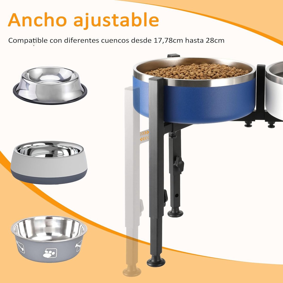 Dog Food Bowl Holder - Metal Food Bowl Holder - Adjustable Dog Food Bowl Holder - Double Food Bowl Holder - Suitable for Large, Medium, and Small Dogs - Black (Dog Food Bowl Not Included) - Product image 5