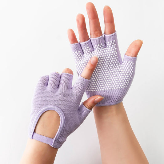 Gloves - Sports Gloves - Yoga Gloves - Fingerless Gloves - Non-slip Gloves - Unisex - Suitable for Gym and Home Workouts (Purple) - Main product image
