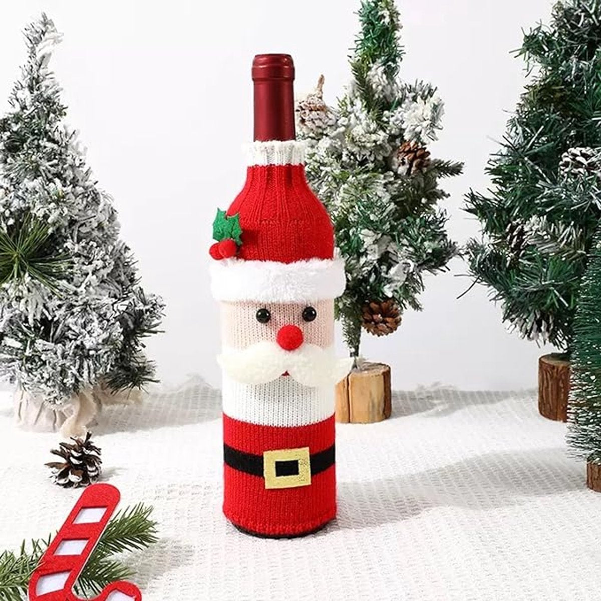 Wine Bottle Cover - Christmas Wine Bottle Cover - Hand-Knitted Cartoon Decorated Bottle Cover - Christmas Gifts for Adults - Perfect for Holiday Party Decorations (3-Piece Set) - Product image 3