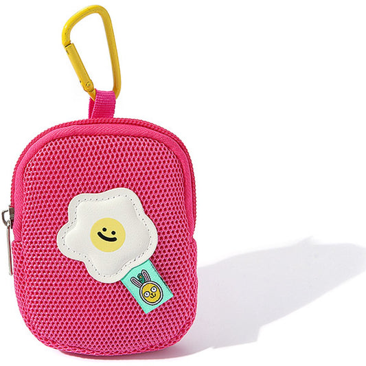 Storage Bag - Cute Mesh - Flowers - Keychain Wallet - Headphone Bag - Pendant Storage Bag - Multifunctional - Red - Main product image