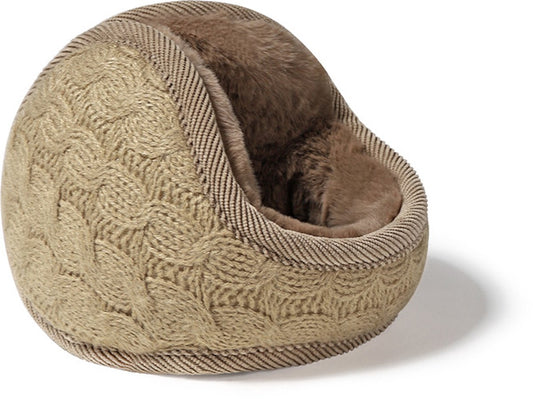 Earmuffs - Fleece Earmuffs - Knitted Earmuffs - Earmuffs for Adults - Warm Earmuffs - Warm Winter Earmuffs - Foldable - Unisex, Suitable for Outdoor Activities (Khaki) - Main product image