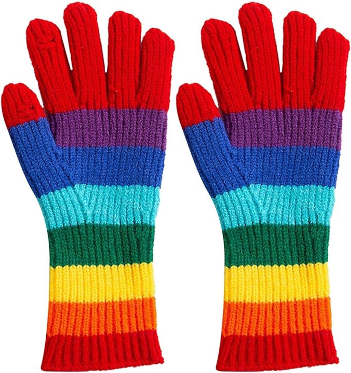 Knitted Gloves - Gloves - Rainbow Gloves - Warm Gloves - Touchscreen Compatible Gloves - Unisex - Suitable for Cold Weather, Sports, Travel, Driving, Skating, Skiing - Christmas Gift - Birthday Gift - Main product image