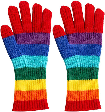 Knitted Gloves - Gloves - Rainbow Gloves - Warm Gloves - Touchscreen Compatible Gloves - Unisex - Suitable for Cold Weather, Sports, Travel, Driving, Skating, Skiing - Christmas Gift - Birthday Gift - Main product image