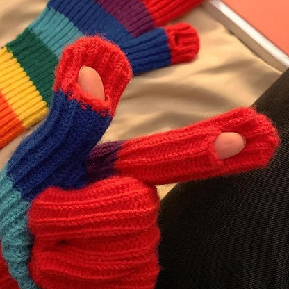 Knitted Gloves - Gloves - Rainbow Gloves - Warm Gloves - Touchscreen Compatible Gloves - Unisex - Suitable for Cold Weather, Sports, Travel, Driving, Skating, Skiing - Christmas Gift - Birthday Gift - Product image 2