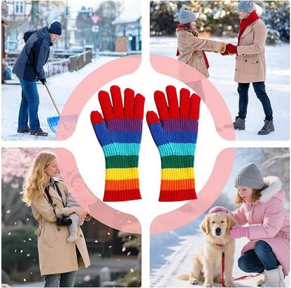 Knitted Gloves - Gloves - Rainbow Gloves - Warm Gloves - Touchscreen Compatible Gloves - Unisex - Suitable for Cold Weather, Sports, Travel, Driving, Skating, Skiing - Christmas Gift - Birthday Gift - Product image 3