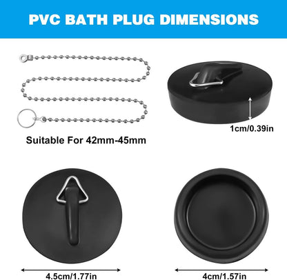 2-Pack Drain Plug - Sink Plug - Bath Plug for Home - Universal Plug Set - Diameter 42-45 mm - For Sinks - Kitchen Sink Plug Chain - Black - Product image 7
