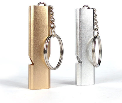 Whistles - Emergency Survival Whistles - Set of 2 - Extra Loud Aluminum Whistles for Outdoor Use - Slim Double-Barrel Rescue Whistles - Suitable for Swim Training, Camping, Hiking, Hunting, Boating and Other Activities (Gold + Silver) - Main product image