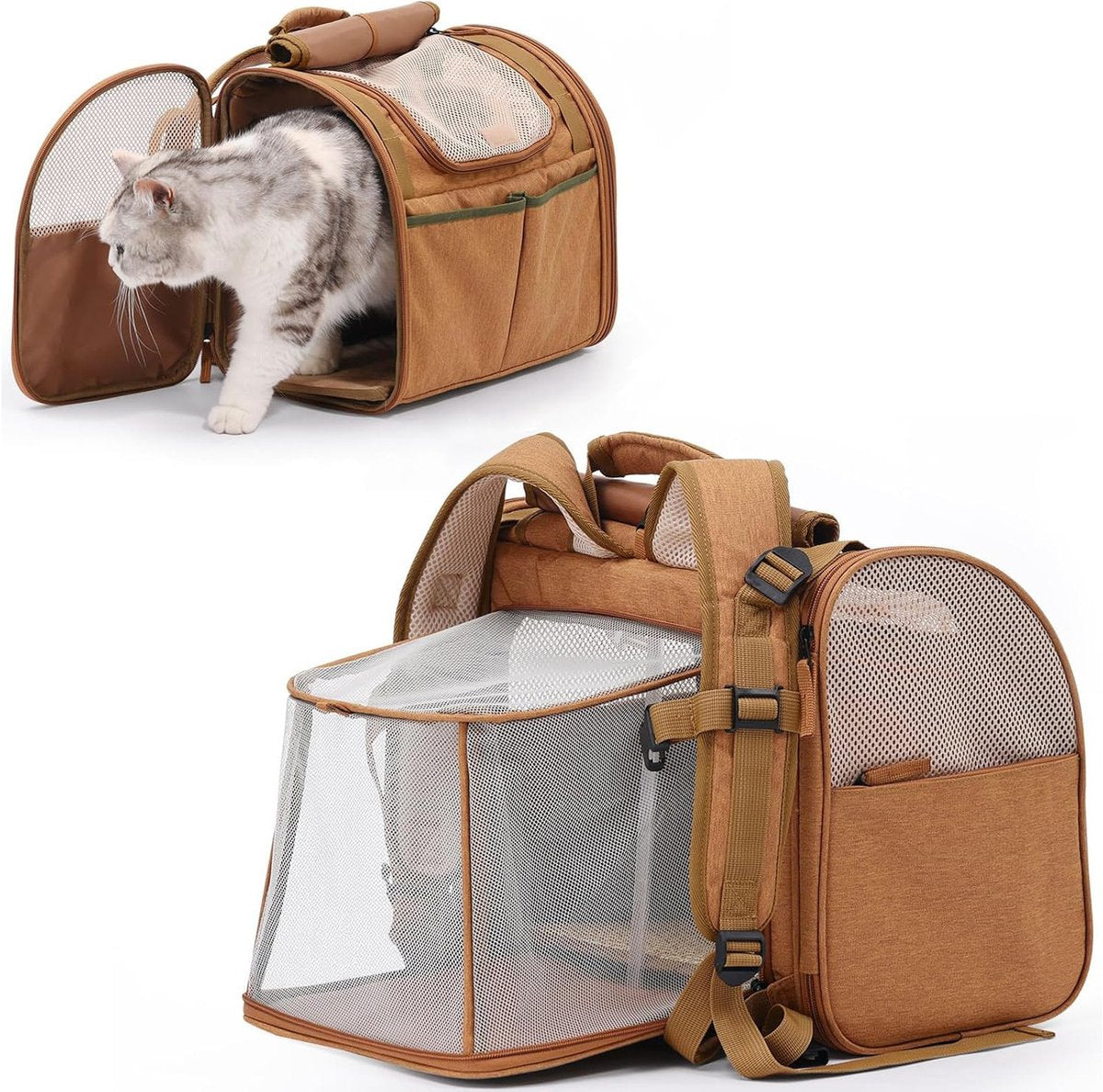 Travel Basket for Cats and Dogs - Carrier for Cats and Dogs - Travel Bag for Cats and Dogs - Dog Carrier - Cat Carrier - up to 10 lbs - brown - Main product image