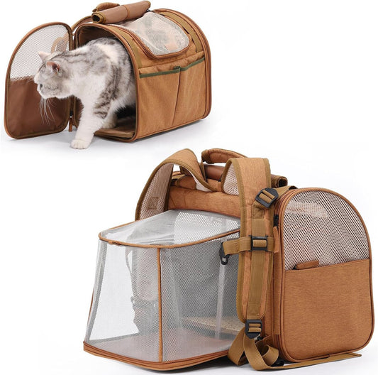 Travel Basket for Cats and Dogs - Carrier for Cats and Dogs - Travel Bag for Cats and Dogs - Dog Carrier - Cat Carrier - up to 10 lbs - brown - Main product image