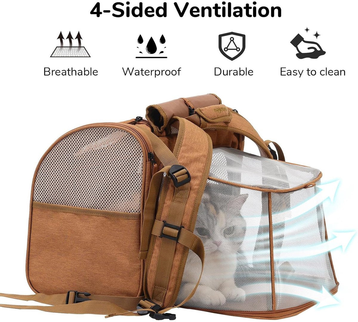 Travel Basket for Cats and Dogs - Carrier for Cats and Dogs - Travel Bag for Cats and Dogs - Dog Carrier - Cat Carrier - up to 10 lbs - brown - Product image 2