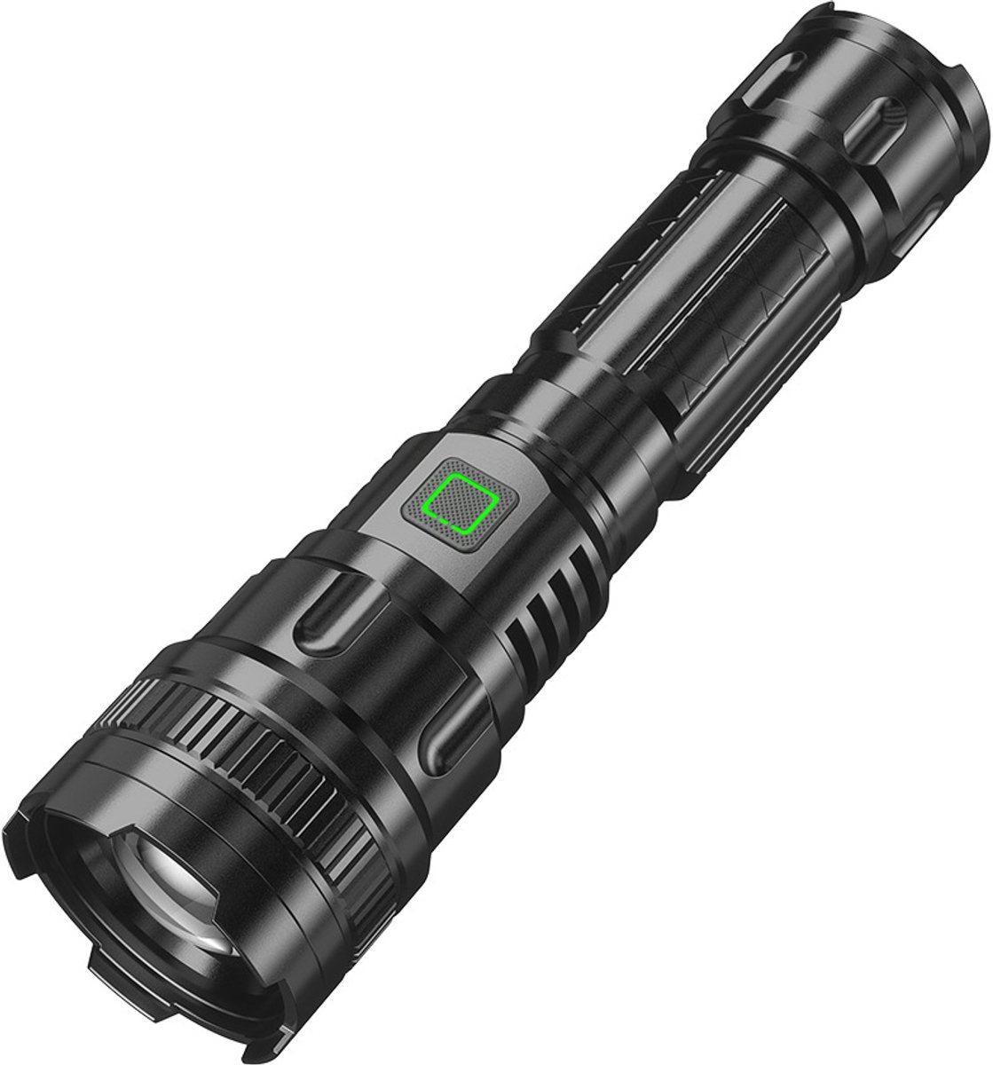 LED Flashlight - With Zoom Function & Waterproof - LED Flashlight - With Zoom Function & Waterproof - Battery-Powered Flashlight - USB Rechargeable - Long Battery Life - 3 Light Modes (Strong / Low / Flash)USB Rechargeable - Long Battery Life - 3 Light Mo - Main product image