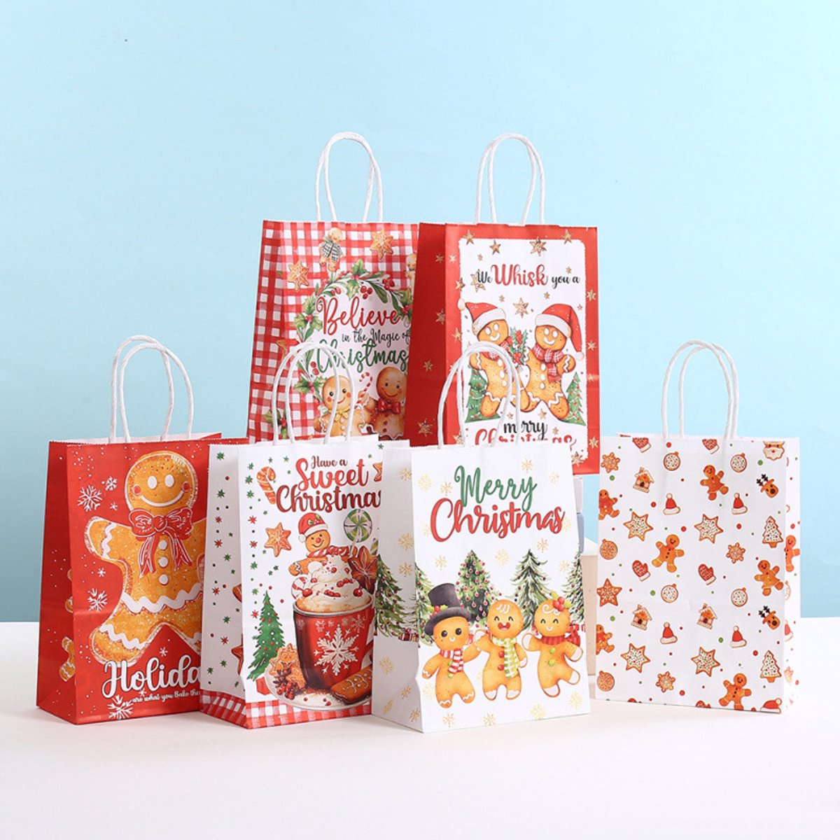 Gift Bags - 12 pieces - Packaging bags - Christmas gift bags - Gift bags - Kraft paper bags - Christmas decoration bags - Main product image