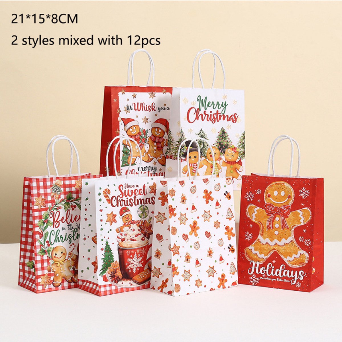Gift Bags - 12 pieces - Packaging bags - Christmas gift bags - Gift bags - Kraft paper bags - Christmas decoration bags - Product image 5