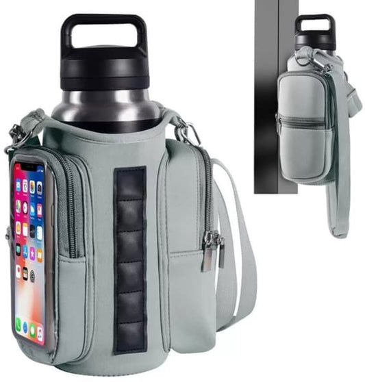 Magnetic Sports Bag with Adjustable Shoulder Strap - Includes Water Bottle Holder and Pocket - for Sports, Workouts, Travel & Work（Gray） - Main product image