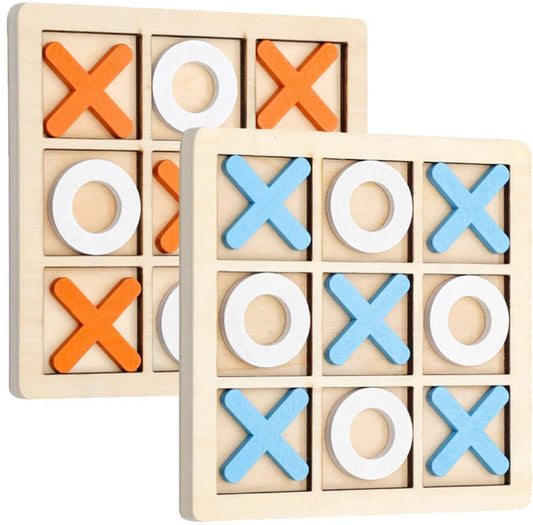 2 Sets Mini XO Chess Board Game Family Kids Puzzle Game Educational Toys - Wooden Board Game Table Toys - for Children Kids Day Birthday Party - Main product image