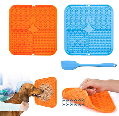 2-Pack Dog Lick Mats with Suction Cups - BPA-Free Slow Feeder Dog Lick Mats - Comes with 1 silicone scraper - Extra strong suction cups - Suitable for bathing, grooming, training and combing - Main product image
