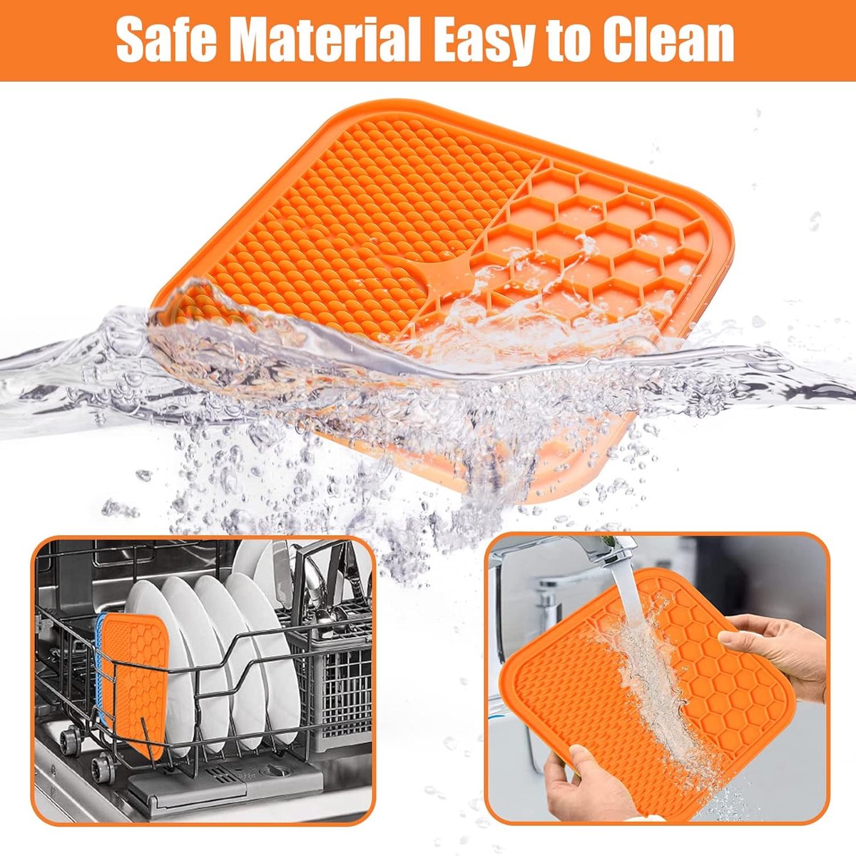 2-Pack Dog Lick Mats with Suction Cups - BPA-Free Slow Feeder Dog Lick Mats - Comes with 1 silicone scraper - Extra strong suction cups - Suitable for bathing, grooming, training and combing - Product image 2