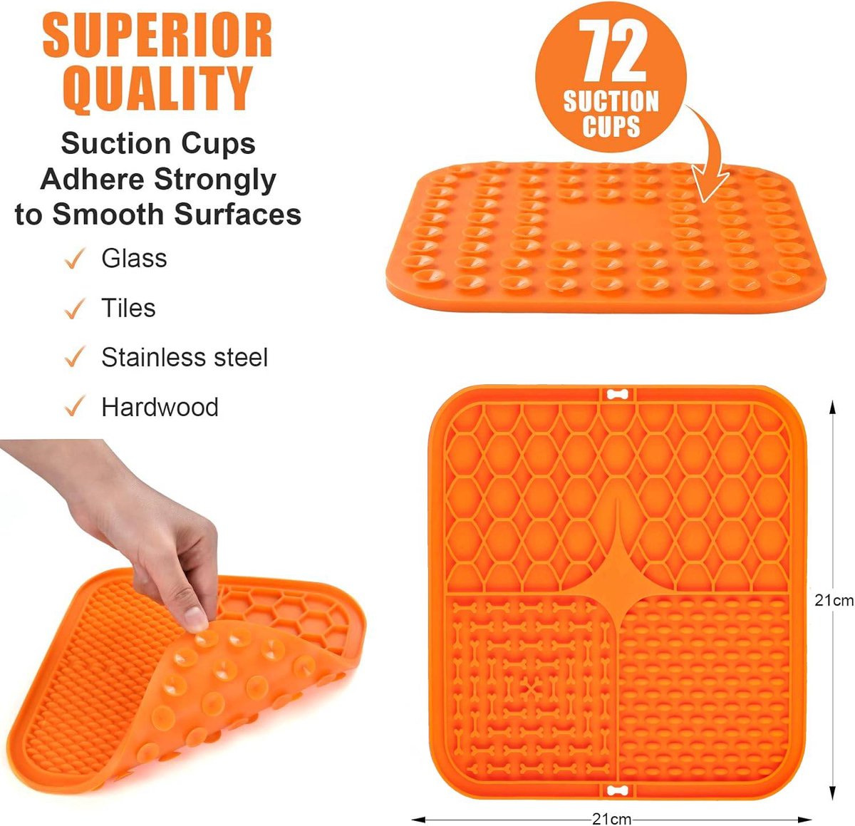 2-Pack Dog Lick Mats with Suction Cups - BPA-Free Slow Feeder Dog Lick Mats - Comes with 1 silicone scraper - Extra strong suction cups - Suitable for bathing, grooming, training and combing - Product image 3