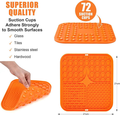 2-Pack Dog Lick Mats with Suction Cups - BPA-Free Slow Feeder Dog Lick Mats - Comes with 1 silicone scraper - Extra strong suction cups - Suitable for bathing, grooming, training and combing - Product image 3