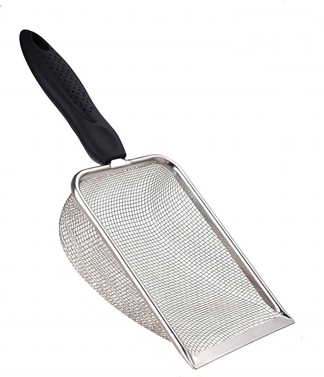 Cat Litter Scoop - Small Stainless Steel Cat Litter Scoop with Mesh - For Cleaning Reptile Cat Litter - Metal Cat Litter Scoop with Non-Stick Coating - Cleaning Tool - Fine Cat Litter Scoop (Pore Size: 3.7mm) - Main product image
