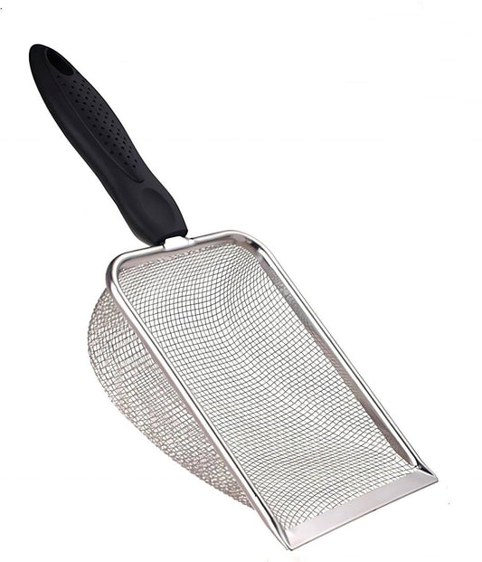 Cat Litter Scoop - Small Stainless Steel Cat Litter Scoop with Mesh - For Cleaning Reptile Cat Litter - Metal Cat Litter Scoop with Non-Stick Coating - Cleaning Tool - Fine Cat Litter Scoop (Pore Size: 3.7mm) - Main product image