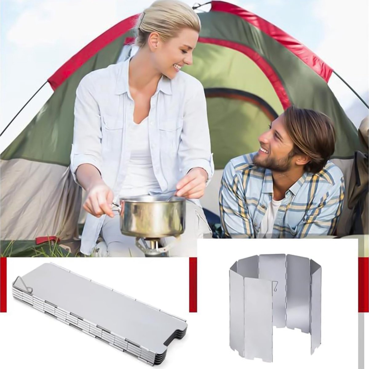 Windbreak for Camping Stove - Pack of 10 - Foldable Aluminum Windbreak - Foldable Windbreak for Gas Stove, Plate, Grill, Picnic, Camping Equipment - Aluminum Windbreak with Storage Bag - Product image 3