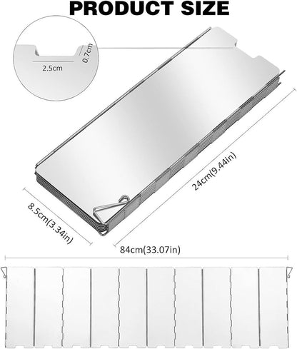 Windbreak for Camping Stove - Pack of 10 - Foldable Aluminum Windbreak - Foldable Windbreak for Gas Stove, Plate, Grill, Picnic, Camping Equipment - Aluminum Windbreak with Storage Bag - Product image 6