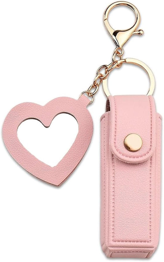 Lipstick Holder - with Mirror - Storage Box - Key Ring - Suitable for Car Keys, Lipstick Organizer (Pink) - Main product image