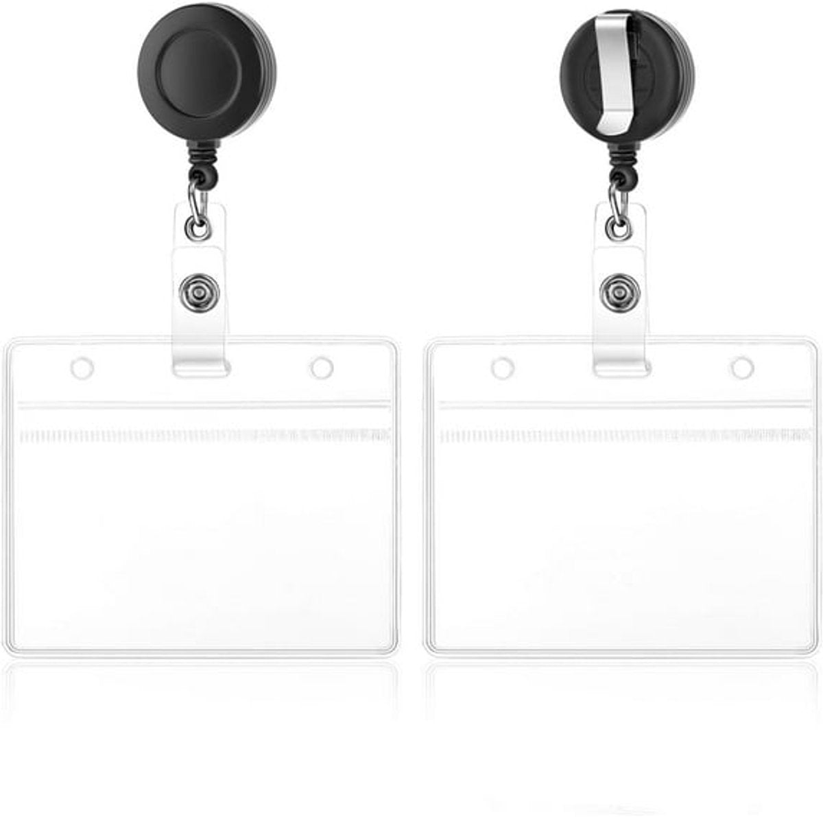 2-pack clear horizontal name labels - badge ID holders - clear ID holders soft - for nurses, doctors, teachers and offices - Main product image