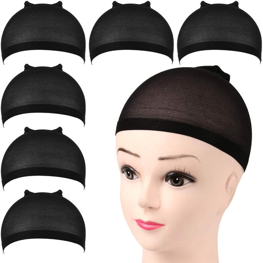 6-Pack Wig Caps - Black Elastic Wig Caps - Suitable for women, girls and children. - Main product image