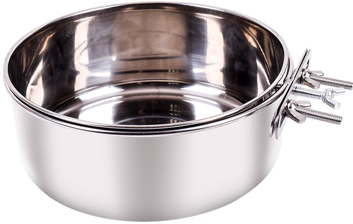Pet Food Bowl - Stainless Steel Food Bowl - Hanging Food Bowl - with Clip Holder - Suitable for dogs, birds, parrots, cats and rabbits. - Main product image