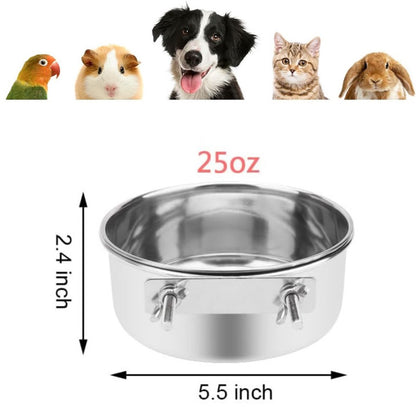 Pet Food Bowl - Stainless Steel Food Bowl - Hanging Food Bowl - with Clip Holder - Suitable for dogs, birds, parrots, cats and rabbits. - Product image 3