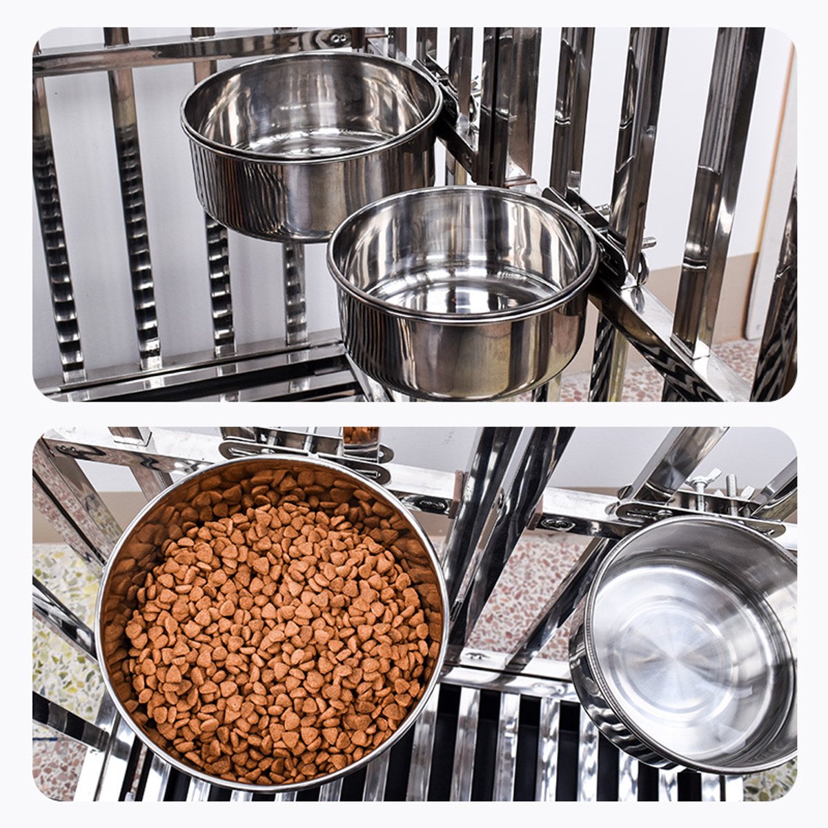 Pet Food Bowl - Stainless Steel Food Bowl - Hanging Food Bowl - with Clip Holder - Suitable for dogs, birds, parrots, cats and rabbits. - Product image 6