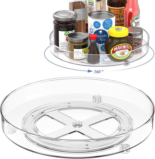 Set of two rotating storage racks (27+23.5 cm) - Rotating spice rack, rotating rack for refrigerator cabinet, rotating shelf for cupboard - Suitable for various storage spaces - Cosmetics storage - Main product image