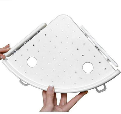 Triangular Shelf - Storage Rack - Bathroom Corner Shelf Triangular Handle Wall Mounting Bracket - Suitable for Kitchen and Bathroom Strong Suction Wall Mounted Shelf Storage Basket (No Drilling Required) - Main product image